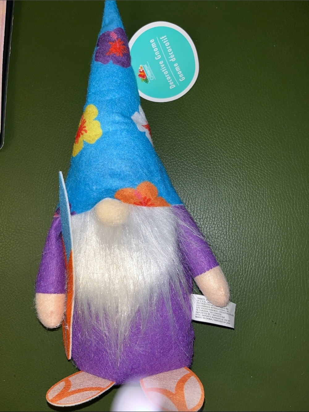 Floral Blue Hat Purple Gnome Plush